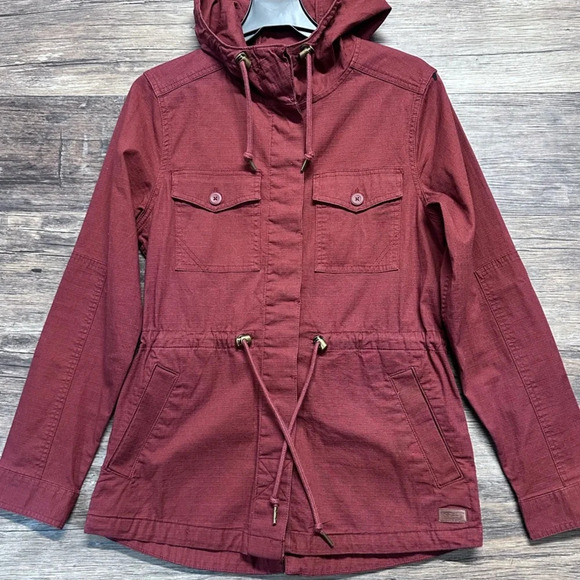 L.L. Bean Jackets & Blazers - L.L. Bean Red Utility Jacket with Hood Drawstring Waist Made in Indian Womens S